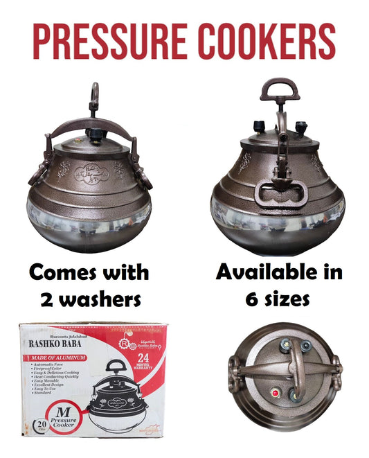 Afghan Pressure Cooker 8 to 30 L – Aluminium Traditional Pot with Two Washers for Recipes